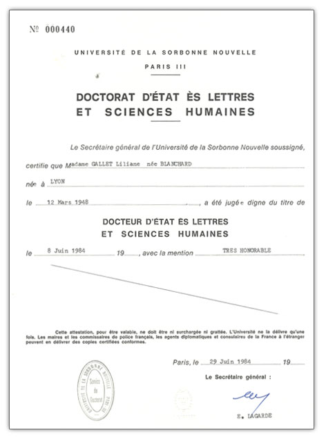 Doctorat Liliane Gallet-Blanchard