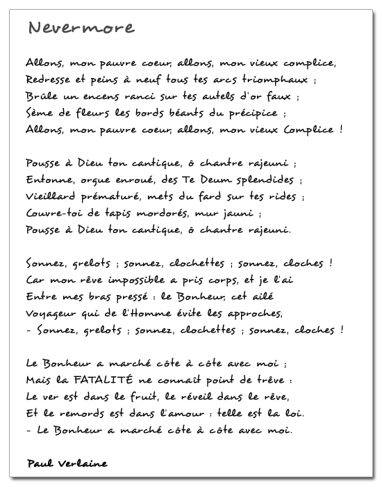 Nevermore de Paul Verlaine